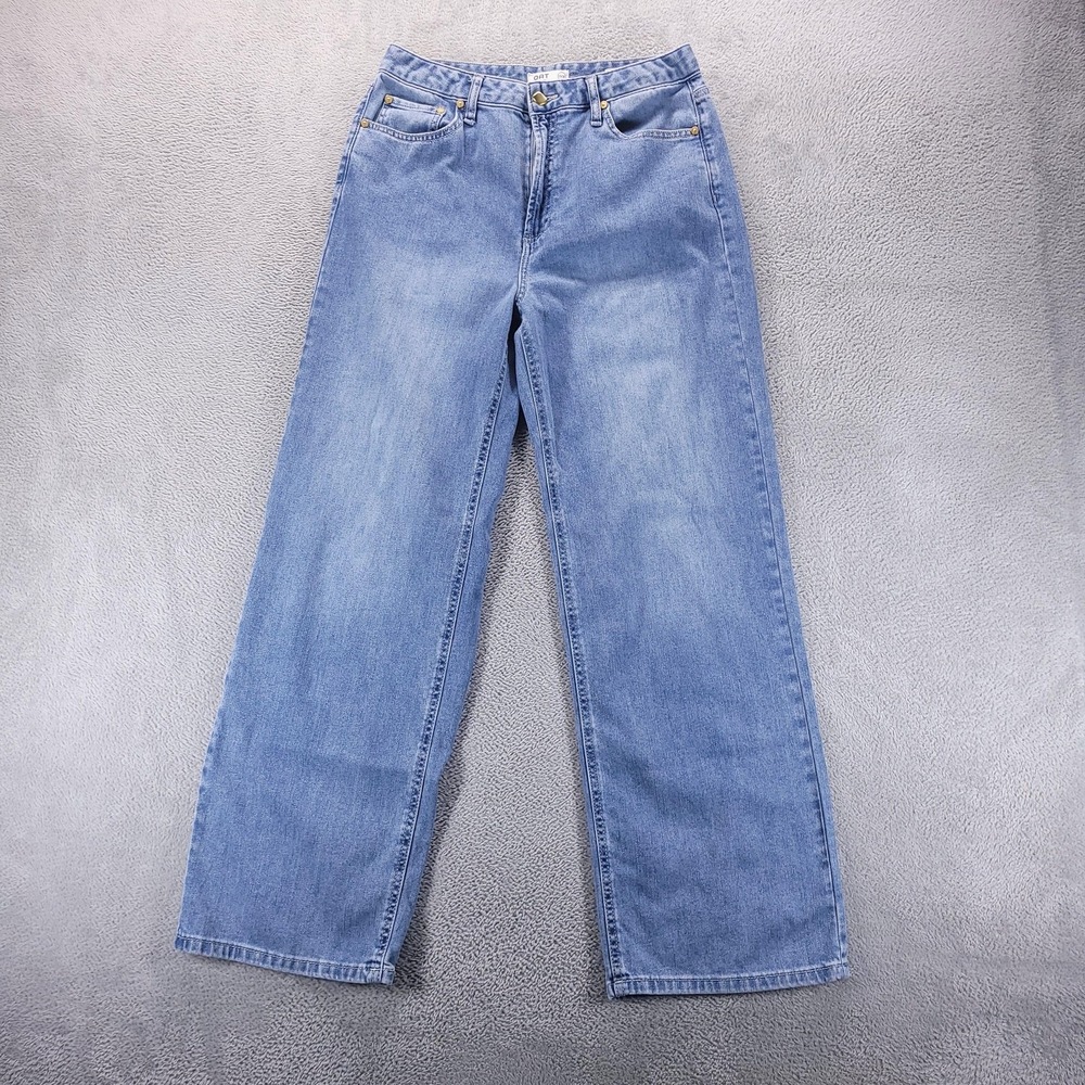 OAT New York Jeans Womens 10 Blue Wide Leg Straight Relaxed Cloud Luxe